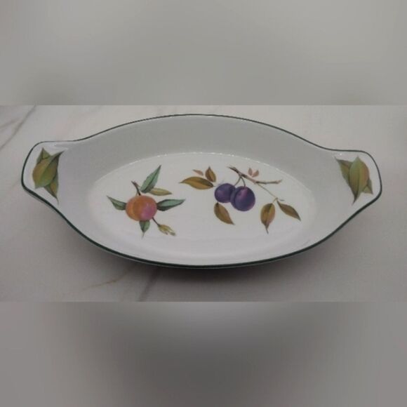 Royal Worcester England Evesham Vale Porcelain Oval Platter w/ Fruit Design - Picture 16 of 16